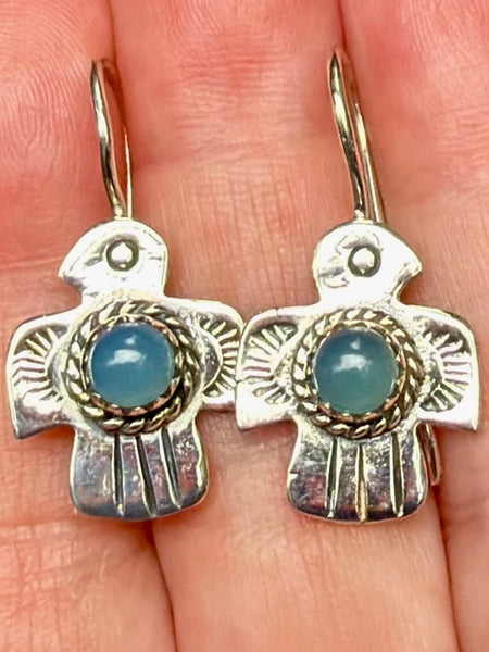 Blue Chalcedony Bird Earrings