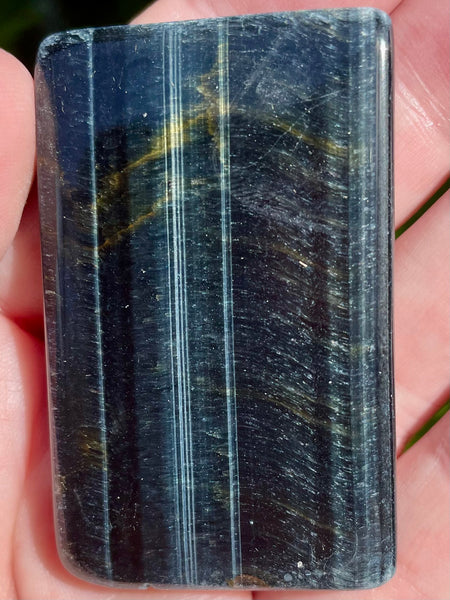 Blue Tigers Eye (Hawks Eye) Palm Stone from Africa - Morganna’s Treasures