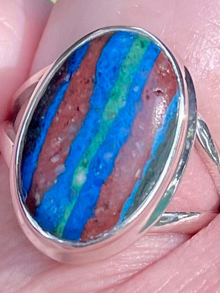 Rainbow Calsilica Ring Size 9 - Morganna’s Treasures 