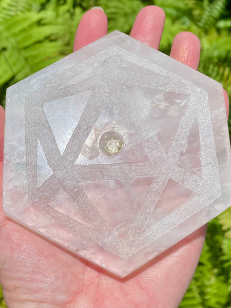 Clear Quartz and Citrine Sacred Geometry Charging Plate - Morganna’s Treasures