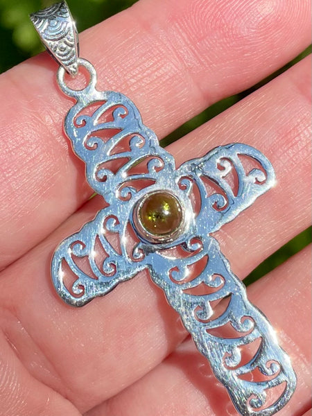 Green Tourmaline Cross Pendant - Morganna’s Treasures 