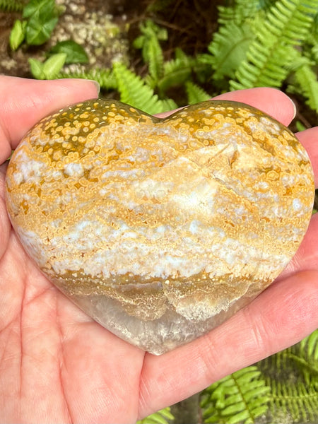 Ocean Jasper Heart Palm Stone