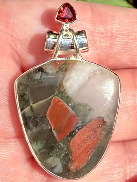 African Bloodstone and Garnet Pendant