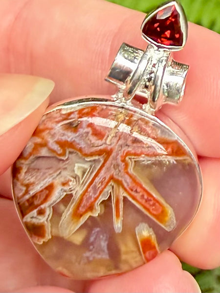 Gorgeous Turkish Tube Agate and Garnet Pendant