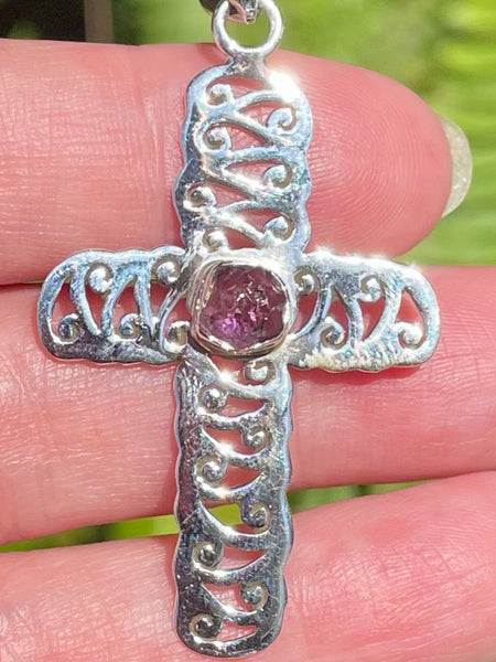 Rough Amethyst Cross Pendant - Morganna’s Treasures 