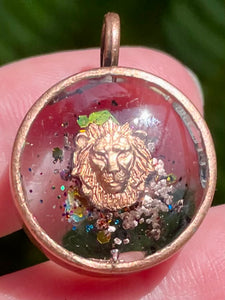 “Lion’s Roar” Copper, Black Tourmaline, Selenite, Azurite & Quartz Orgonite Pendant