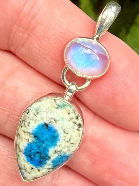 K2 Azurite and Rainbow Moonstone Pendant - Morganna’s Treasures