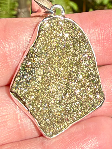 Rainbow Pyrite Druzy Pendant