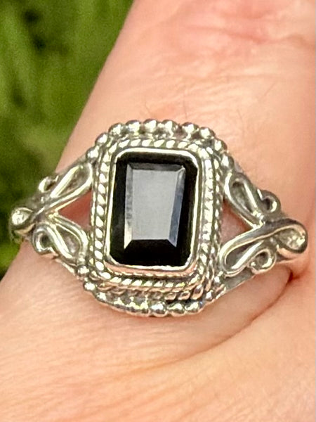 Faceted Black Onyx Ring Size 8 - Morganna’s Treasures
