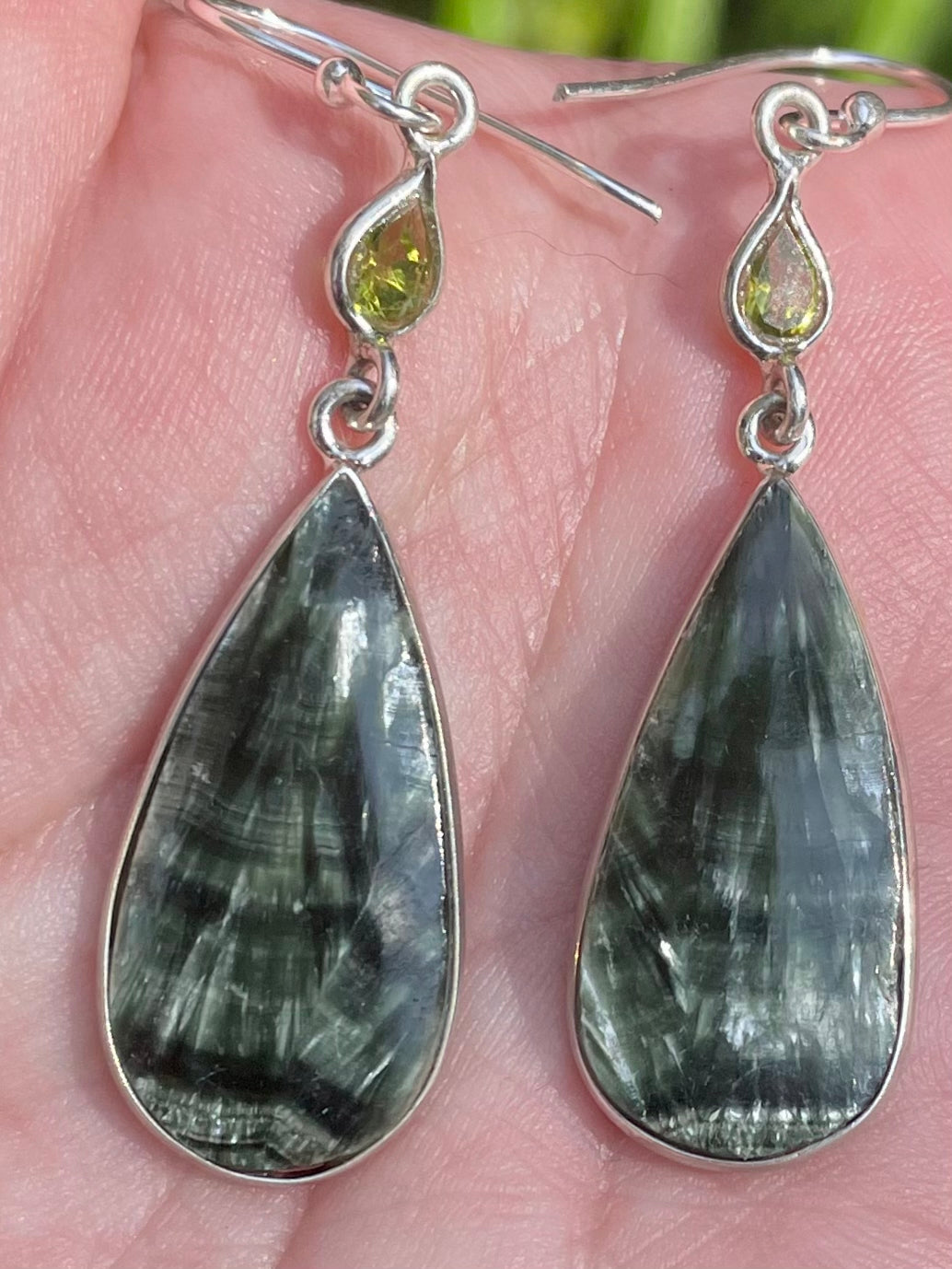Green Seraphinite and Peridot Earrings - Morganna’s Treasures 