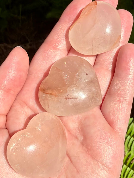 Hematoid Quartz Heart Palm Stone - Morganna’s Treasures