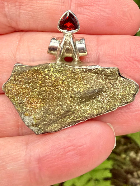 Rainbow Pyrite and Garnet Pendant - Morganna’s Treasures