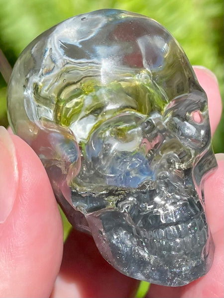 “Trailblazer” Labradorite, Pyrite, Opalite, Clear Quartz & Aluminum Orgonite Skull - Morganna’s Treasures 