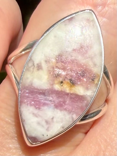 Pink Tourmaline in Quartz Ring Size 9