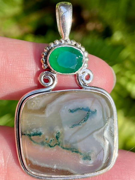 Moss Agate and Green Onyx Pendant - Morganna’s Treasures 