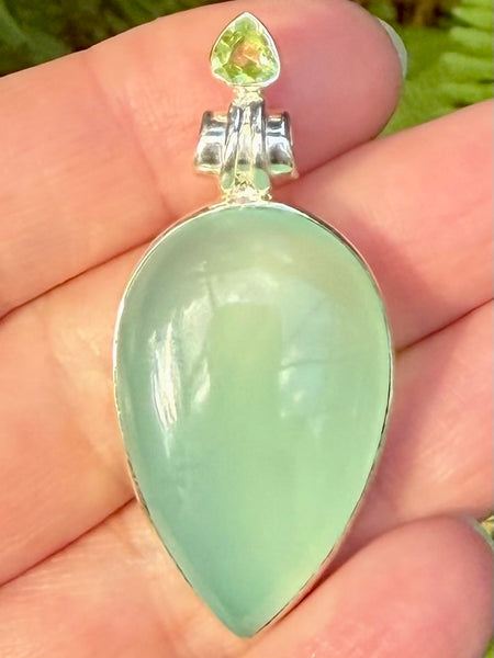 Aqua Chalcedony and Peridot Pendant - Morganna’s Treasures