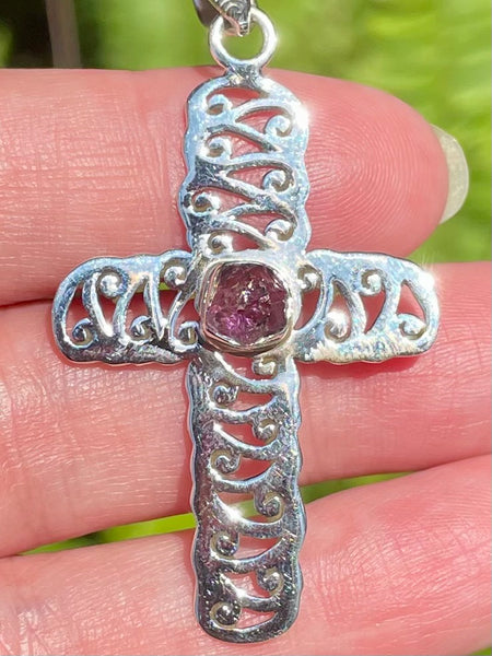 Rough Amethyst Cross Pendant - Morganna’s Treasures 