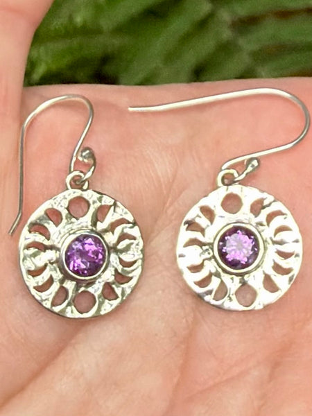 Purple Amethyst Moon Phase Earrings