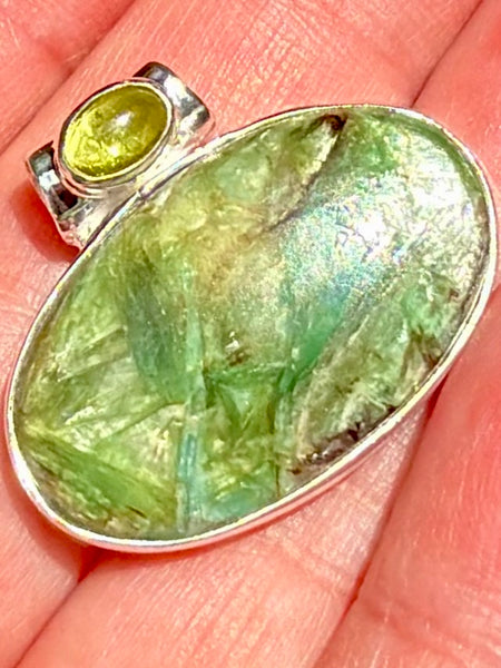 Green and Blue Kyanite with Peridot Pendant