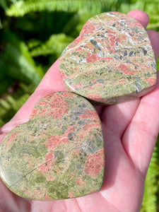 Large Unakite Heart Palm Stone - Morganna’s Treasures 