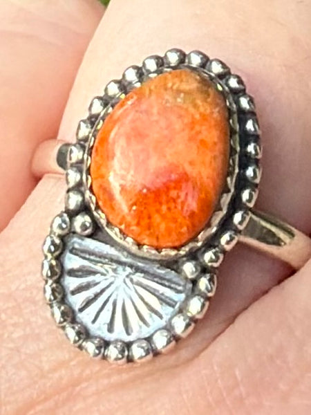 Orange Coral Ring Size 8.5 - Morganna’s Treasures