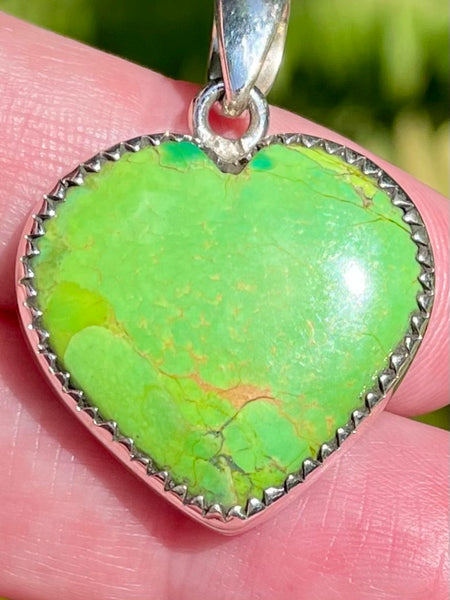 Green Mohave Turquoise Heart Pendant - Morganna’s Treasures 