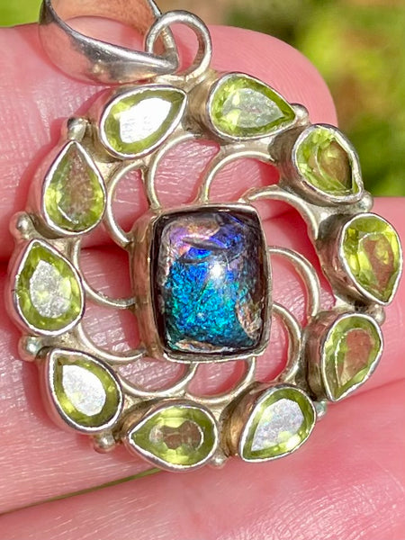 Stunning Ammolite and Peridot Pendant - Morganna’s Treasures