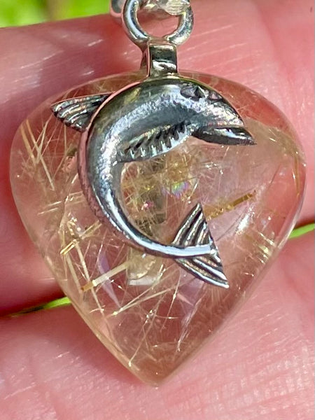 Rutilated Quartz Dolphin Pendant - Morganna’s Treasures 