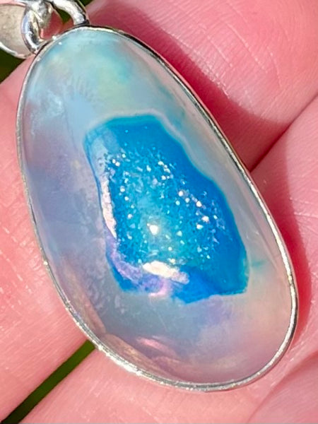 Marine Blue Aura Quartz Druzy Pendant