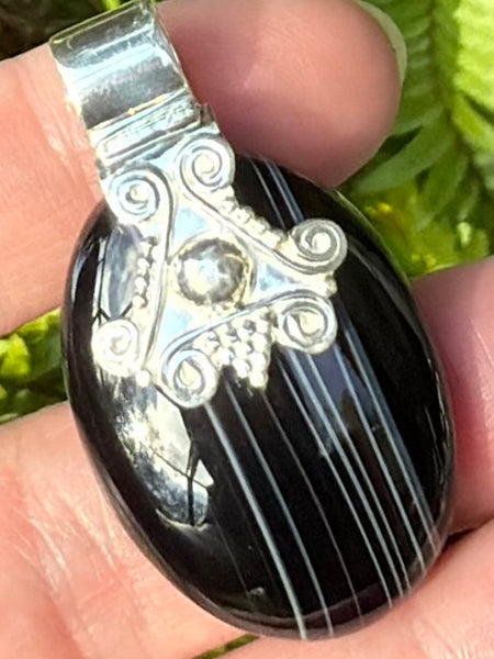 Black Botswana Agate Pendant - Morganna’s Treasures