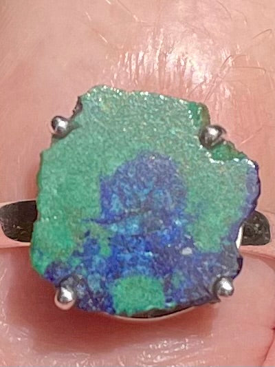 Stunning Azurite in Malachite Stalactite Ring Size 7.5 - Morganna’s Treasures 