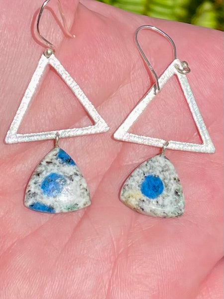 K2 Azurite Triangle Earrings - Morganna’s Treasures