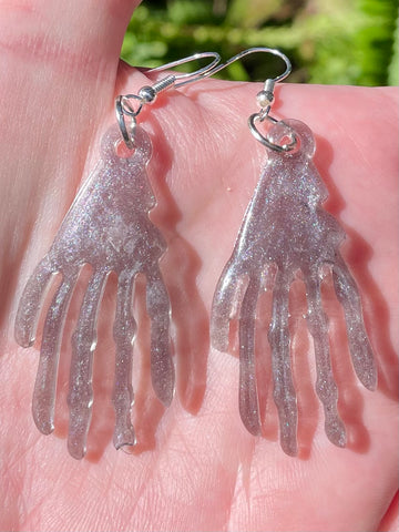Skeleton Hands Resin Earrings - Morganna’s Treasures