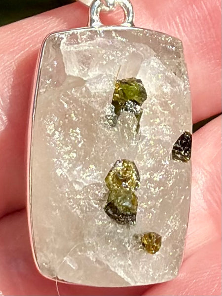 Rough Green Tourmaline in Quartz Pendant - Morganna’s Treasures
