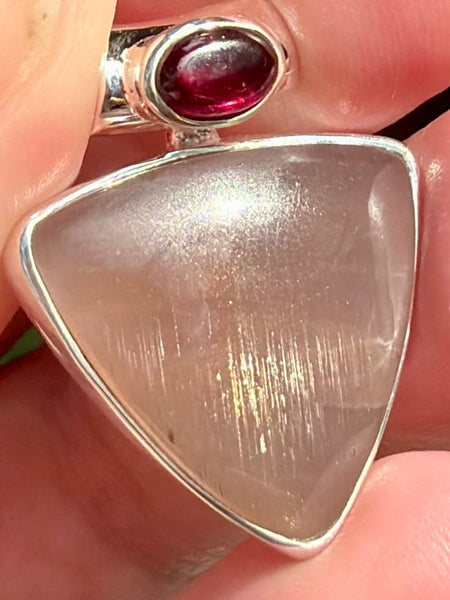 Black Sunstone and Garnet Pendant - Morganna’s Treasures