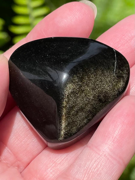 Small Gold Sheen Obsidian Heart Palm Stone - Morganna’s Treasures 