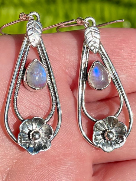 Flower Rainbow Moonstone Earrings - Morganna’s Treasures 