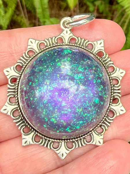 "Supernatural" Azurite, Moonstone, Iolite, Rose Quartz, Aluminum & Quartz Orgonite Pendant - Morganna’s Treasures