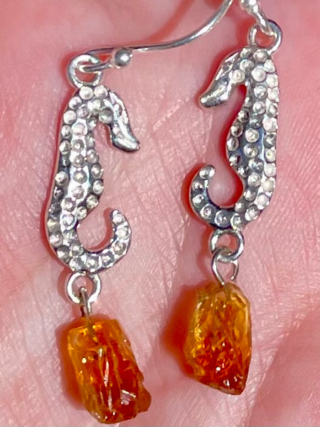 Rough Citrine Seahorse Earrings - Morganna’s Treasures