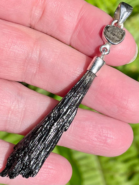 Moldavite and Black Kyanite Pendant - Morganna’s Treasures 