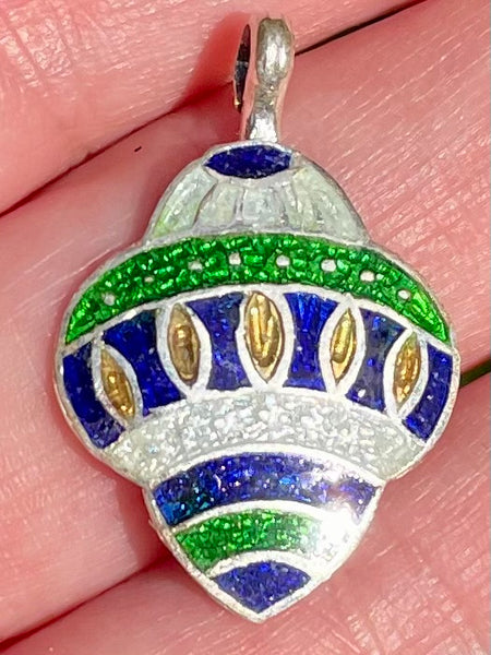 Meena Hand Painted Silver Pendant - Morganna’s Treasures