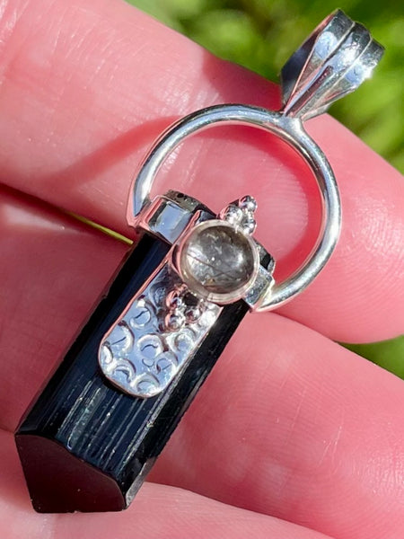 Tourmanilated Quartz and Black Tourmaline Pendant - Morganna’s Treasures 