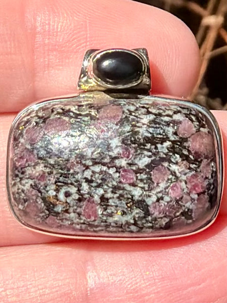 Russian Eudialyte and Black Onyx Pendant - Morganna’s Treasures