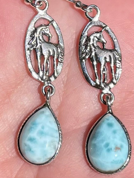 Larimar Unicorn Earrings - Morganna’s Treasures 