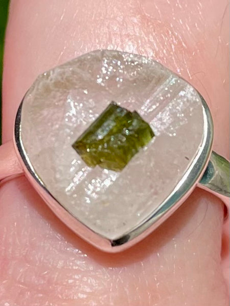 Green Tourmaline in Quartz Ring Size 10 - Morganna’s Treasures 