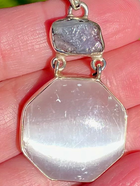 Selenite and Rough Iolite Pendant - Morganna’s Treasures