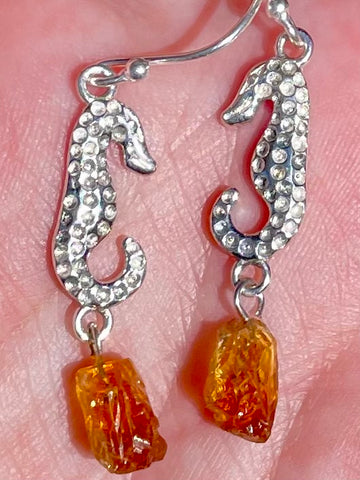 Rough Citrine Seahorse Earrings - Morganna’s Treasures