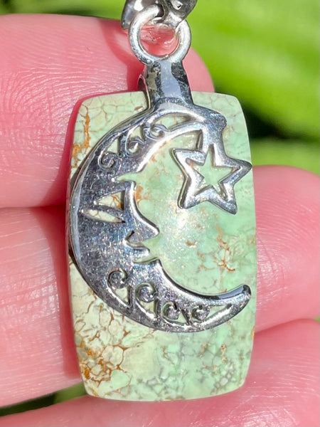 Crescent Moon & Star Variscite Pendant - Morganna’s Treasures 