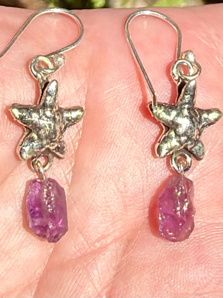 Purple Amethyst Starfish Earrings