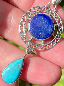 Blue Mohave Turquoise and Lapis Lazuli Pendant